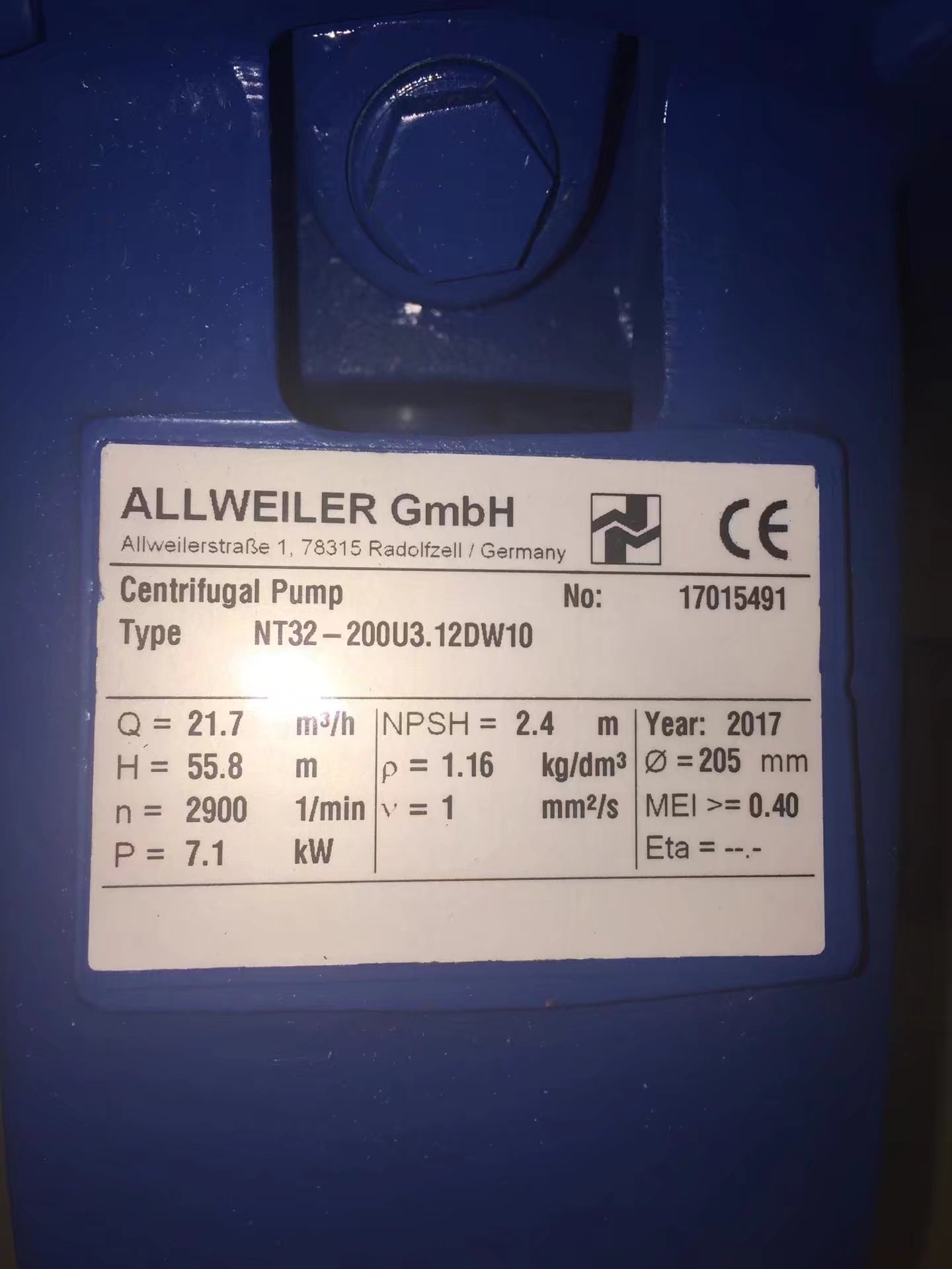 ALLWEILER离心泵带电机NT-125-/400/02/420 U3.12D-W10带电机