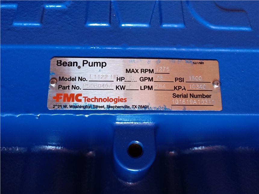FMC BEAN PUMP水泵L1122HD泥浆泵总成P547816/A 防爆